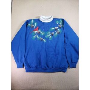 VTG Cotton Grove Sweatshirt Women 2XL Blue Graphic Casual Grandmacore Collar